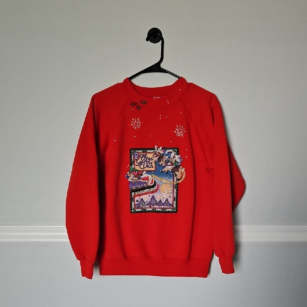 Hanes Activewear Here Comes Santa Claus Christmas Holiday Pullover Sweatshirt